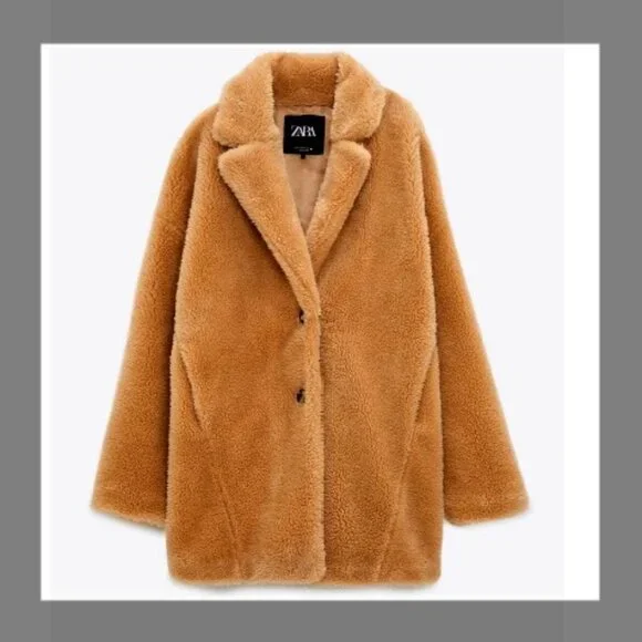💋GORGEOUS!💋 ZARA FAUX FUR COAT IN LIGTH CAMEL - Picture 2 of 15